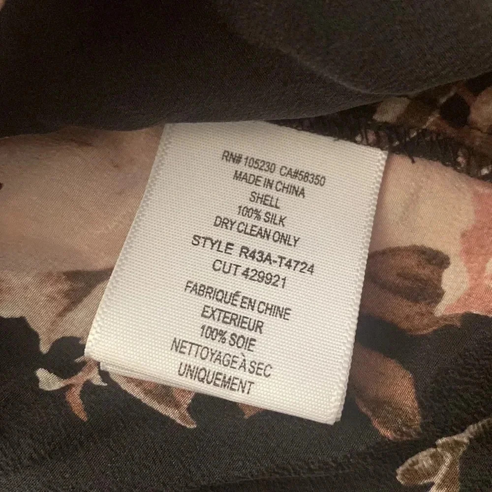 JOIE silk blouse sz S black floral open shoulder with adjustable straps EUC - Picture 5 of 6